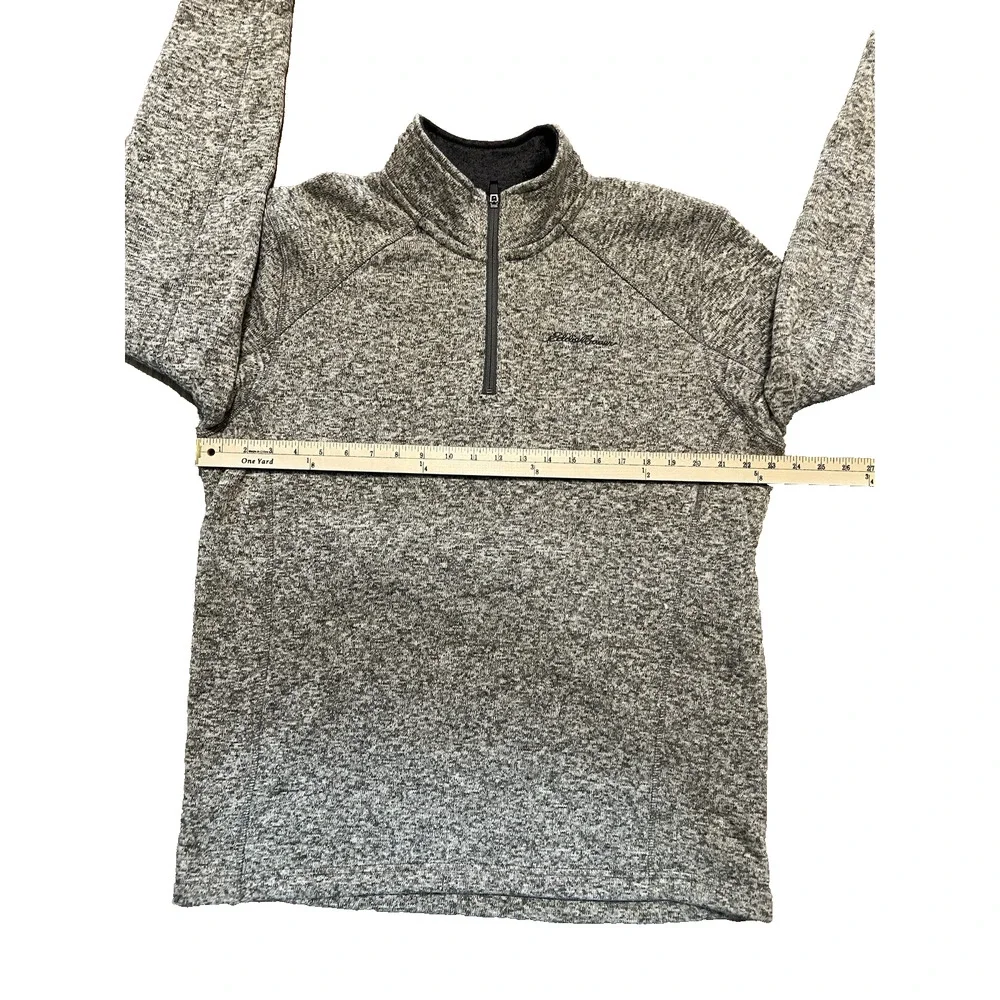 Eddie Bauer Sweater Mens Large Heather Gray Fleece 1/4 Zip Mock Neck Pullover - Picture 4 of 8